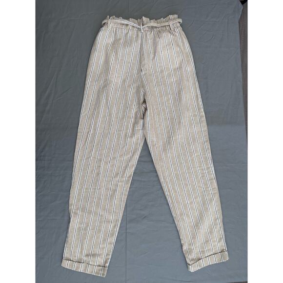 Forever 21 Women’s Tan/Brown Pinstripe Drawstring Wide-leg pants- S - Picture 2 of 7